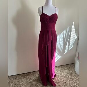 Wtoo Asymmetrical Burgundy Dress